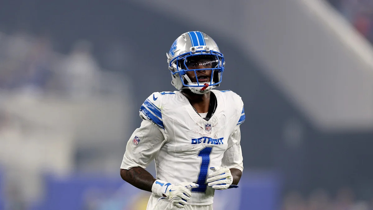 Jameson Williams durante partida dos Lions.