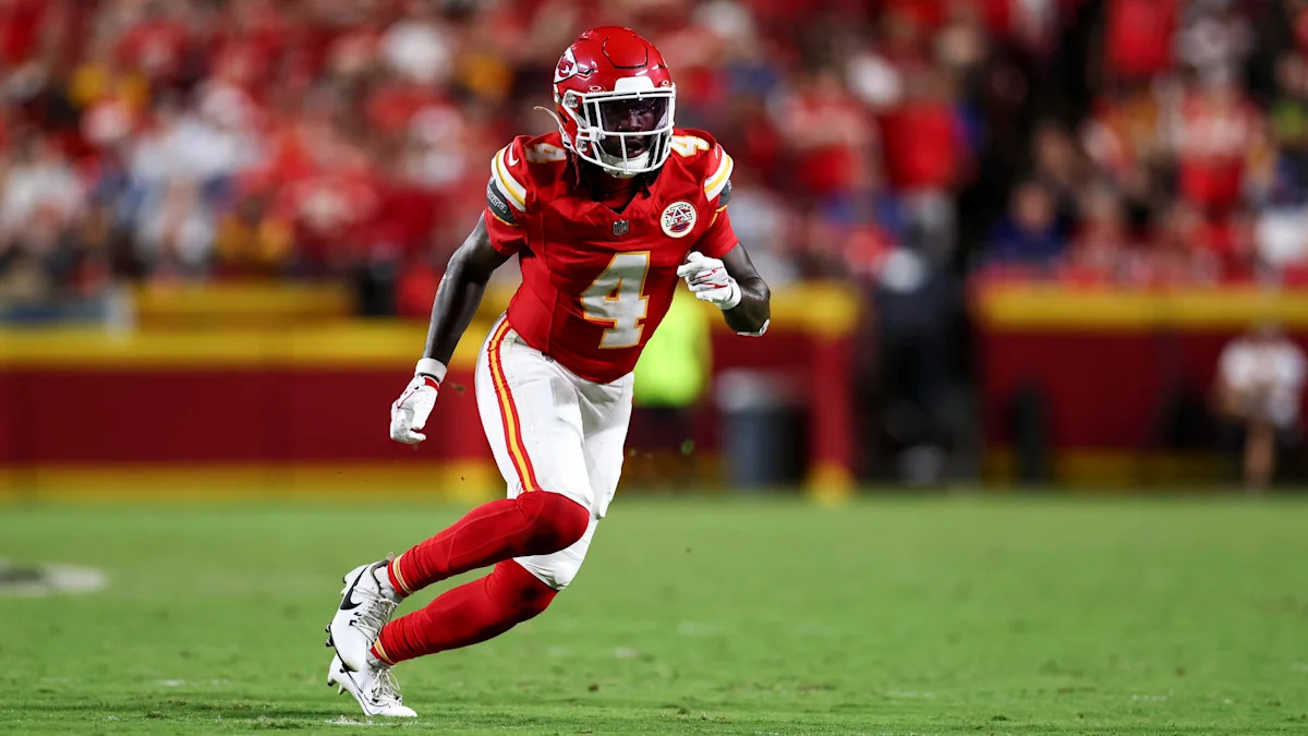 Rashee Rice em campo pelo Kansas City Chiefs.
