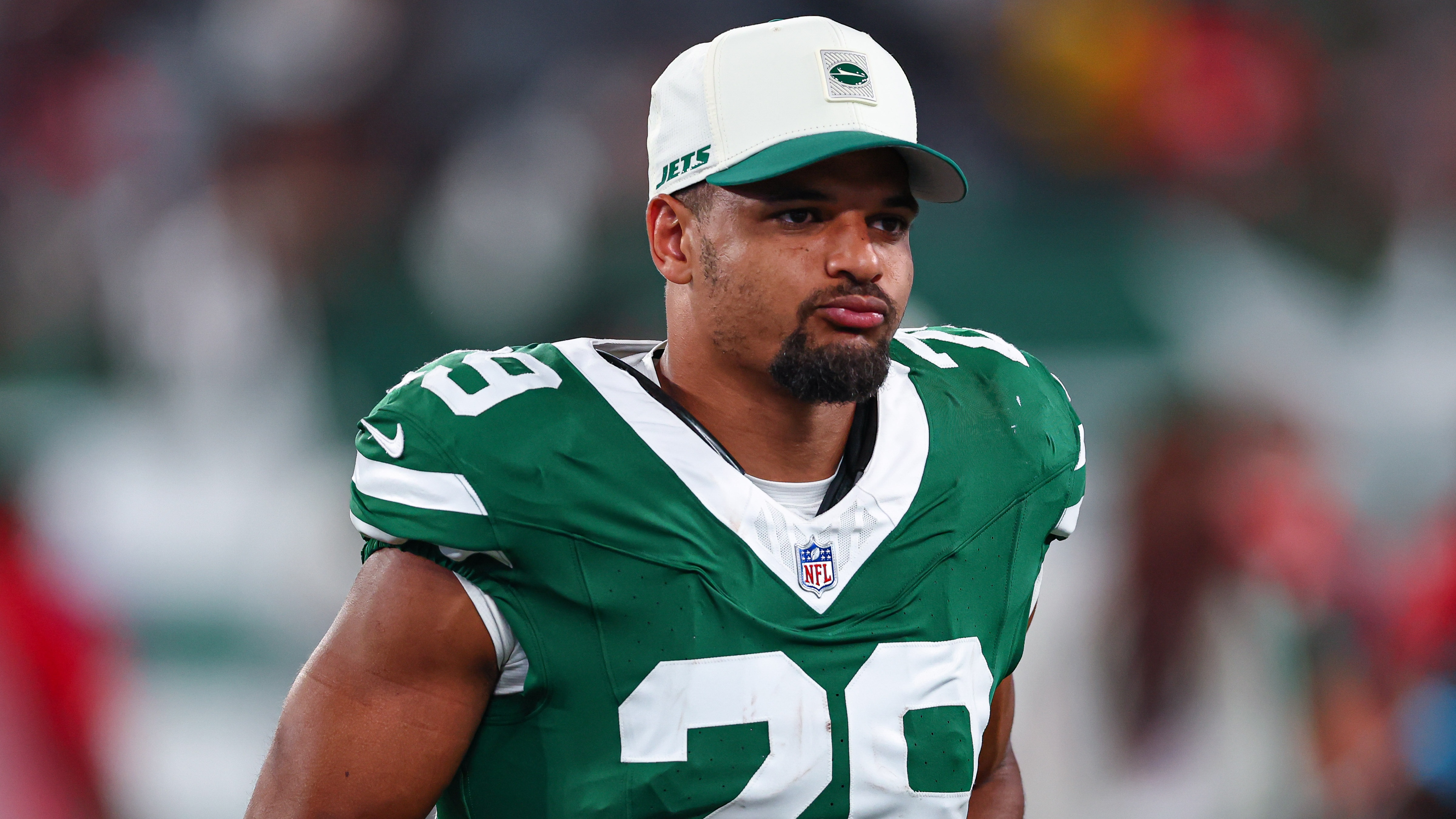 Minkah Fitzpatrick com o uniforme dos Jets.