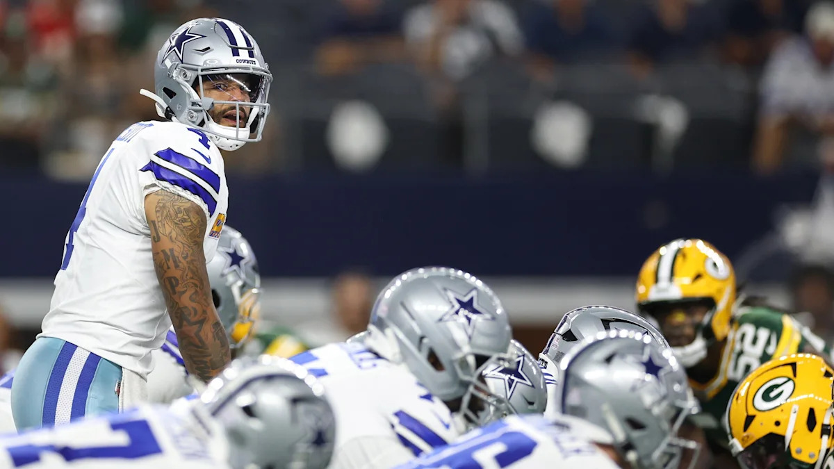 Dak Prescott comanda o ataque dos Cowboys diante dos Packers; imagem ilustrativa dos palpites da rodada.