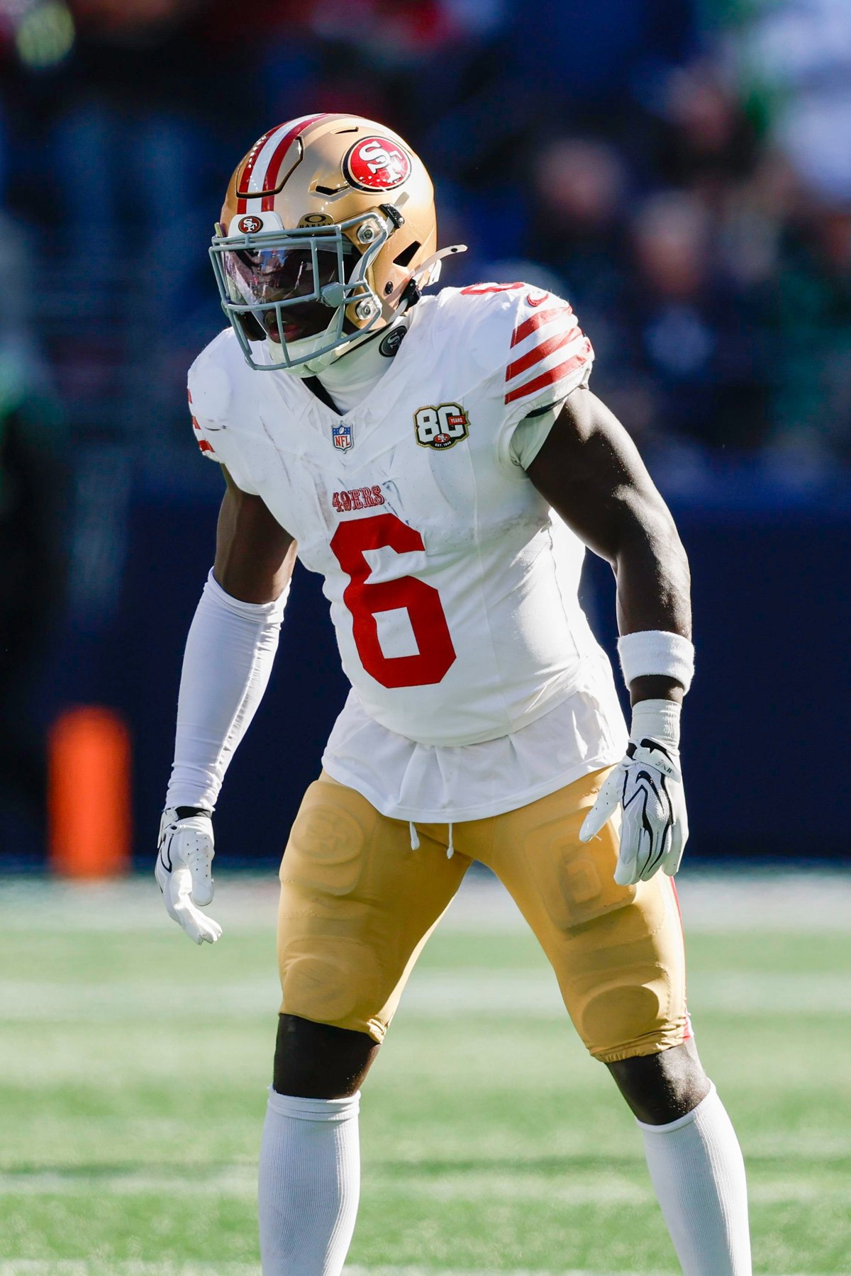 Malik Mustapha, safety dos 49ers, durante a partida contra os Seahawks em 11 de outubro de 2026, em Seattle.