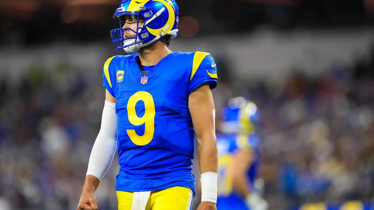 Matthew Stafford, do Los Angeles Rams, durante o jogo contra o Buffalo Bills em outubro de 2026.