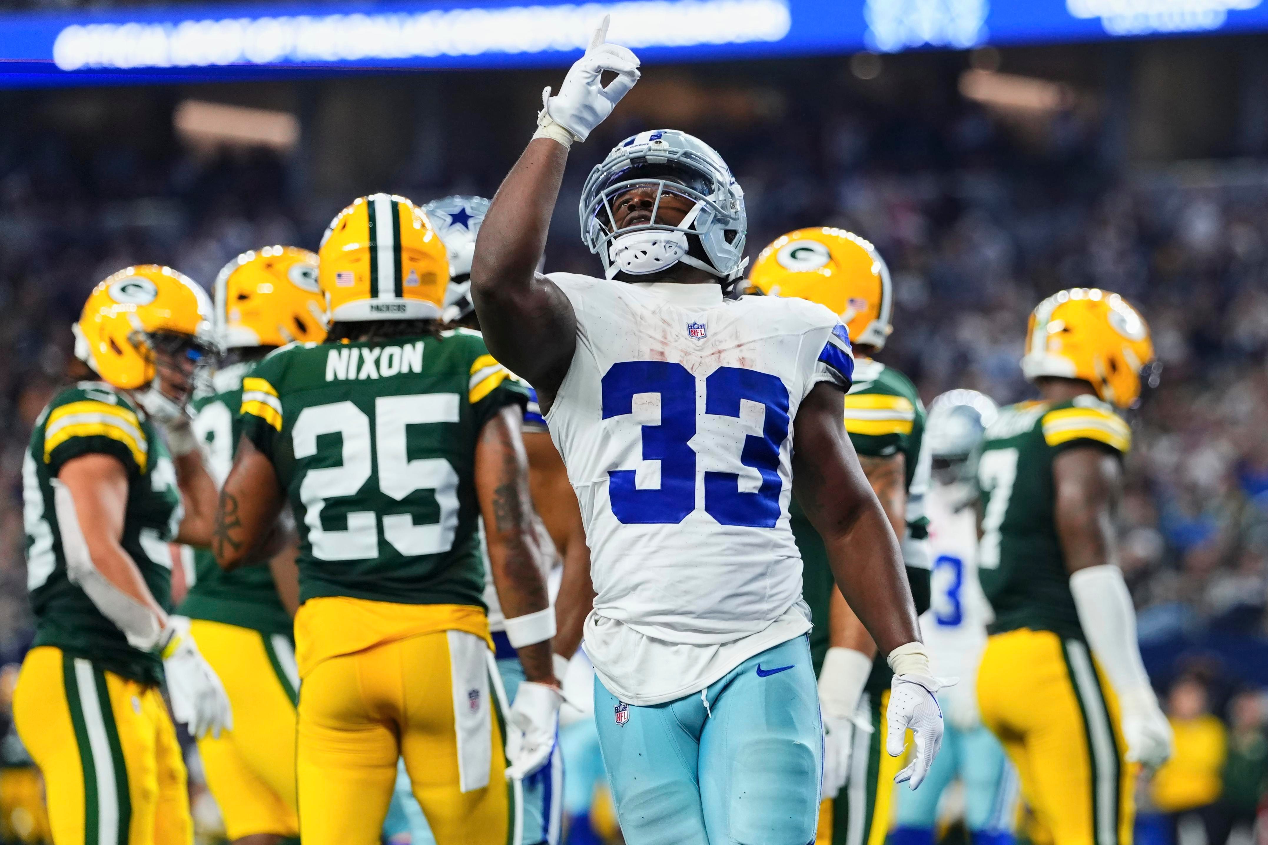 Jogadores dos Cowboys durante uma partida.