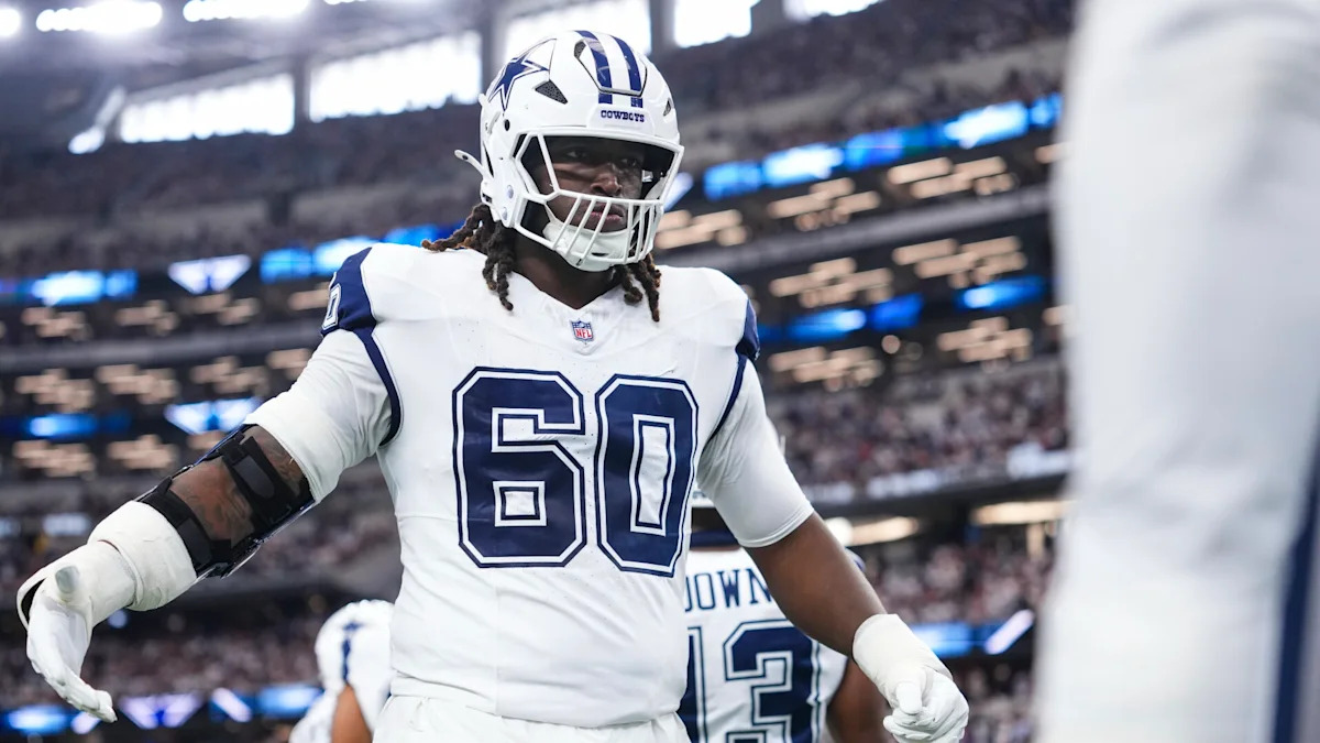 Tyler Guyton com o uniforme dos Cowboys.