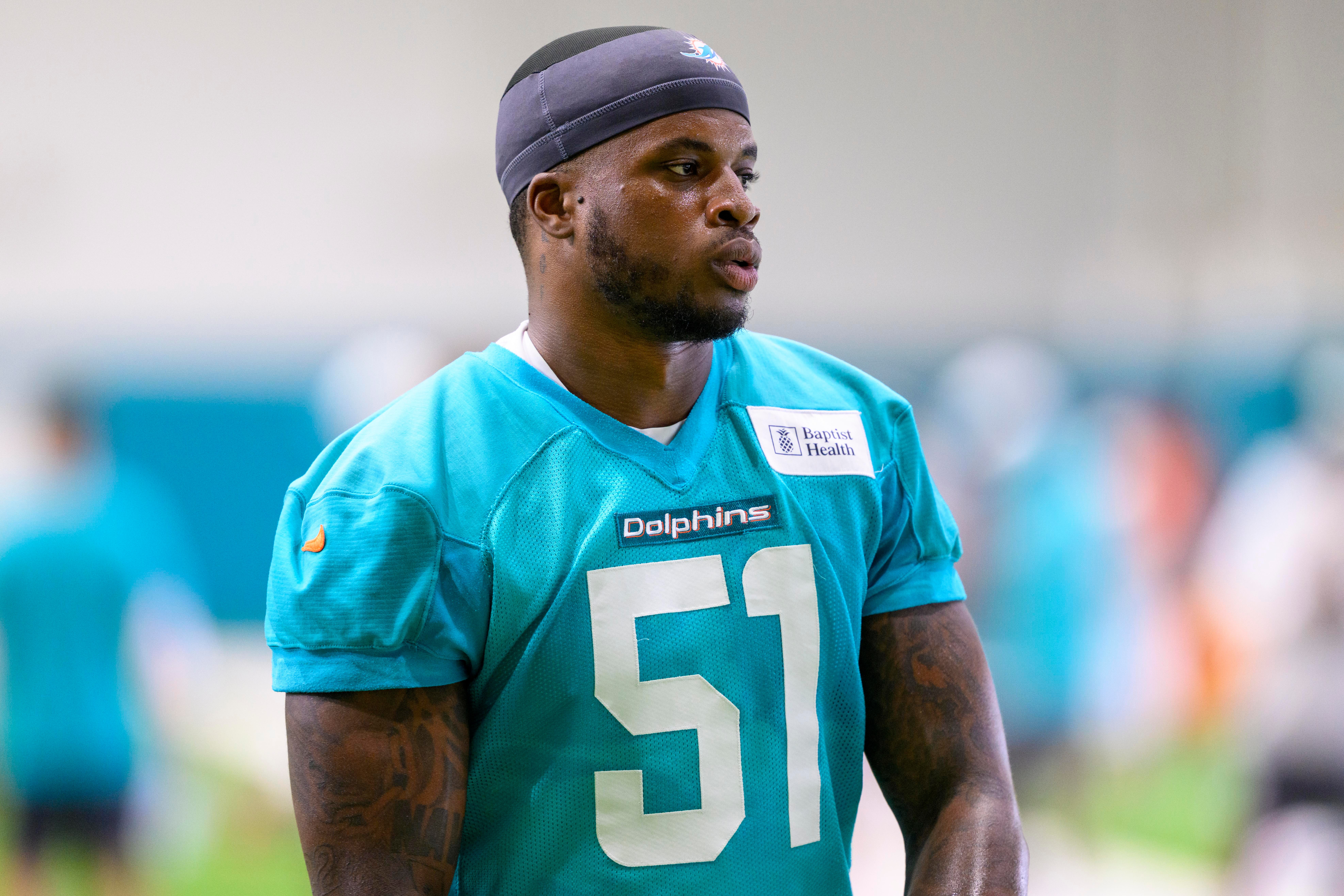 Robert Beal Jr. no training camp dos Dolphins, em 30 de julho de 2026.