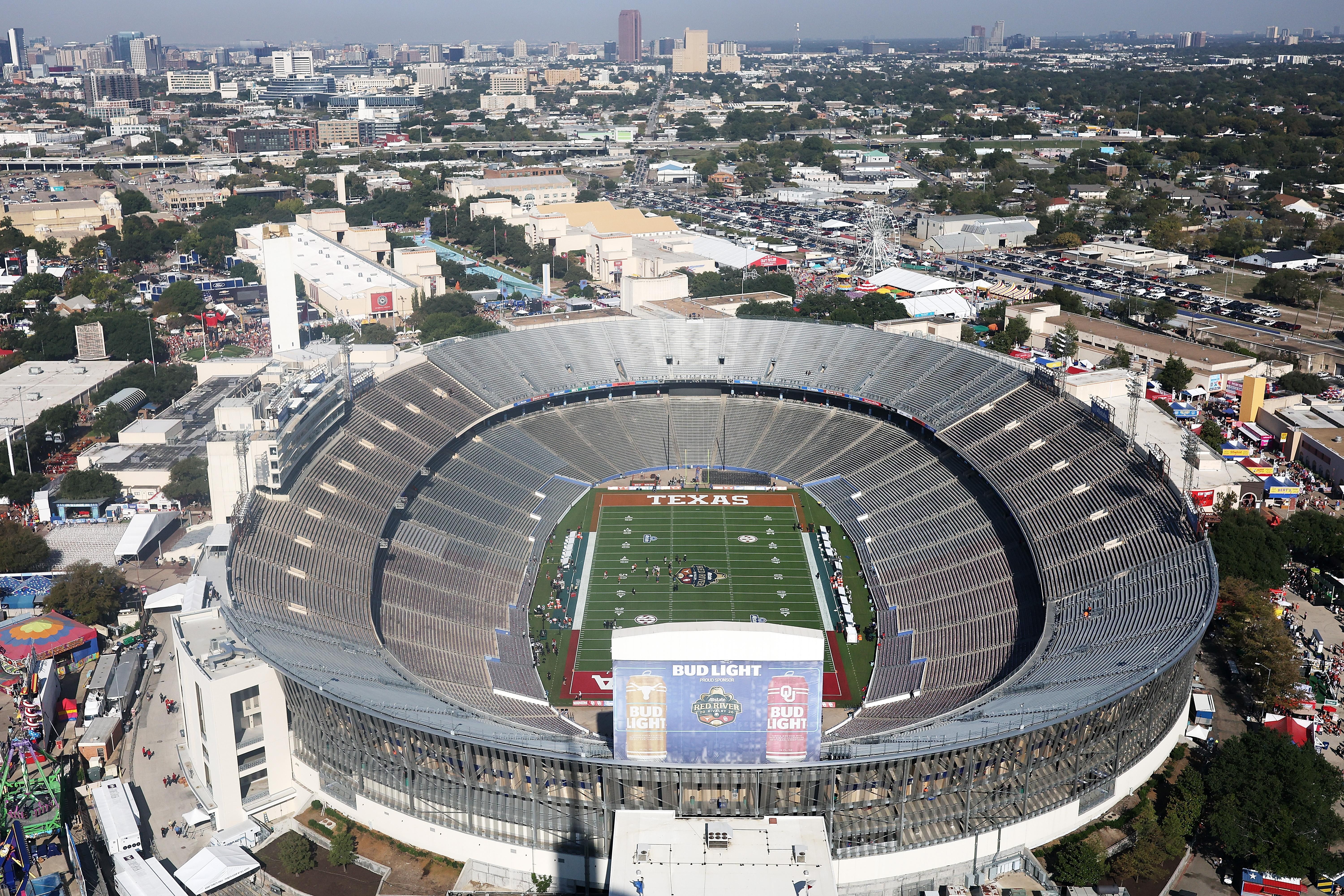 Vista do Cotton Bowl antes de Texas x Oklahoma, em Dallas, em 10 de outubro de 2026.