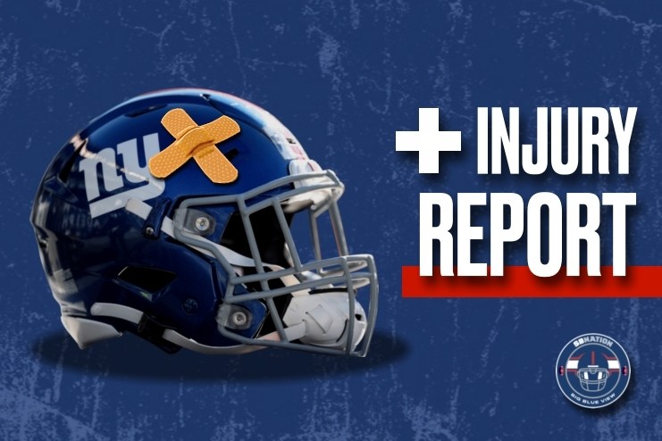 Arte de apresentação do relatório de lesões dos New York Giants.