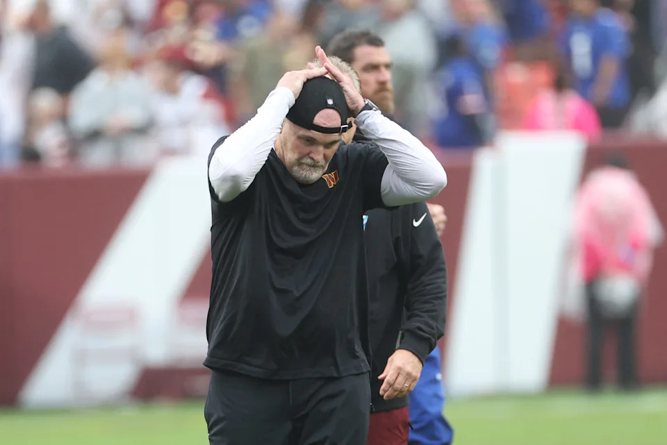 Dan Quinn reage ao empate com os Giants no Northwest Stadium, em 11 de outubro de 2026.