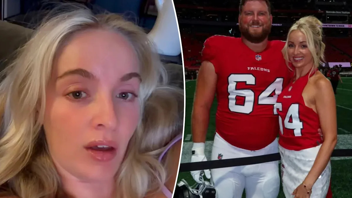 Montagem com Allie Neuzil e o center Ryan Neuzil, dos Falcons.